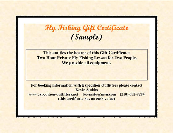 Two Hour Private Fly Fishing Lesson Gift Certificate